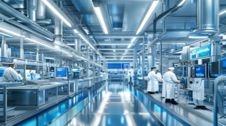 {"prompt":"A high-tech pharmaceutical manufacturing facility interior featuring sleek stainless steel machinery, automated production lines with precision dosing equipment, clean-room environment with bright clinical lighting, white and blue color palette, scientists in lab coats monitoring digital control panels, photorealistic, cinematic lighting, 8k resolution, professional industrial photography.","originalPrompt":"A high-tech pharmaceutical manufacturing facility interior featuring sleek stainless steel machinery, automated production lines with precision dosing equipment, clean-room environment with bright clinical lighting, white and blue color palette, scientists in lab coats monitoring digital control panels, photorealistic, cinematic lighting, 8k resolution, professional industrial photography.","width":512,"height":512,"seed":1784262607214,"model":"sana","enhance":true,"nologo":true,"negative_prompt":"undefined","nofeed":false,"safe":false,"quality":"medium","image":[],"transparent":false,"has_nsfw_concept":false,"concept":[],"trackingData":{"actualModel":"sana","usage":{"completionImageTokens":1,"totalTokenCount":1}}}