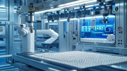 {"prompt":"A state-of-the-art pharmaceutical cleanroom facility featuring high-tech 3D bioprinting machines for medicine production. The scene shows robotic arms and precision nozzles depositing pharmaceutical-grade compounds onto micro-scale tablets. The environment is sterile, bright, with clinical white and blue lighting, stainless steel surfaces, and professional laboratory equipment, photorealistic, cinematic lighting, 8k resolution.","originalPrompt":"A state-of-the-art pharmaceutical cleanroom facility featuring high-tech 3D bioprinting machines for medicine production. The scene shows robotic arms and precision nozzles depositing pharmaceutical-grade compounds onto micro-scale tablets. The environment is sterile, bright, with clinical white and blue lighting, stainless steel surfaces, and professional laboratory equipment, photorealistic, cinematic lighting, 8k resolution.","width":512,"height":512,"seed":1784189690441,"model":"sana","enhance":true,"nologo":true,"negative_prompt":"undefined","nofeed":false,"safe":false,"quality":"medium","image":[],"transparent":false,"has_nsfw_concept":false,"concept":[],"trackingData":{"actualModel":"sana","usage":{"completionImageTokens":1,"totalTokenCount":1}}}